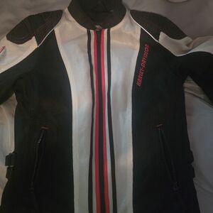 Harley-Davidson Black and White Racing Jacket With Orange Stripe Only Worn Once.